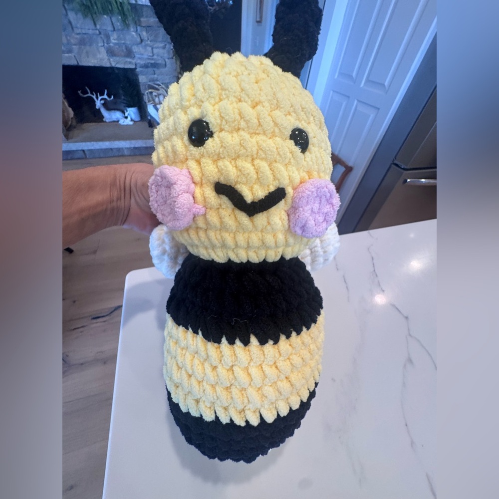 Crochet Bumblebee Plushie Yellow and Black Stuffed Bee 14’x 9’ Handmade 🐝